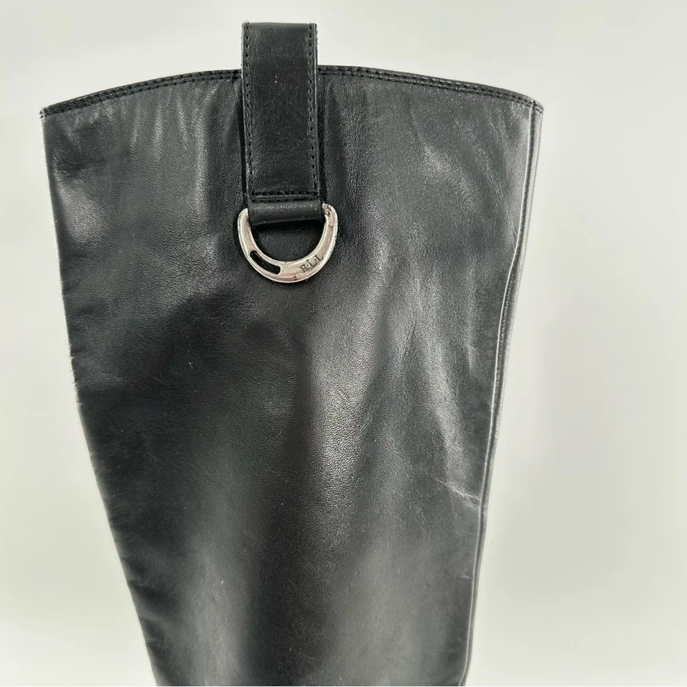 Lauren Ralph Lauren knee high boots 8 Sagira 2 black leather western equestrian - Picture 6 of 15